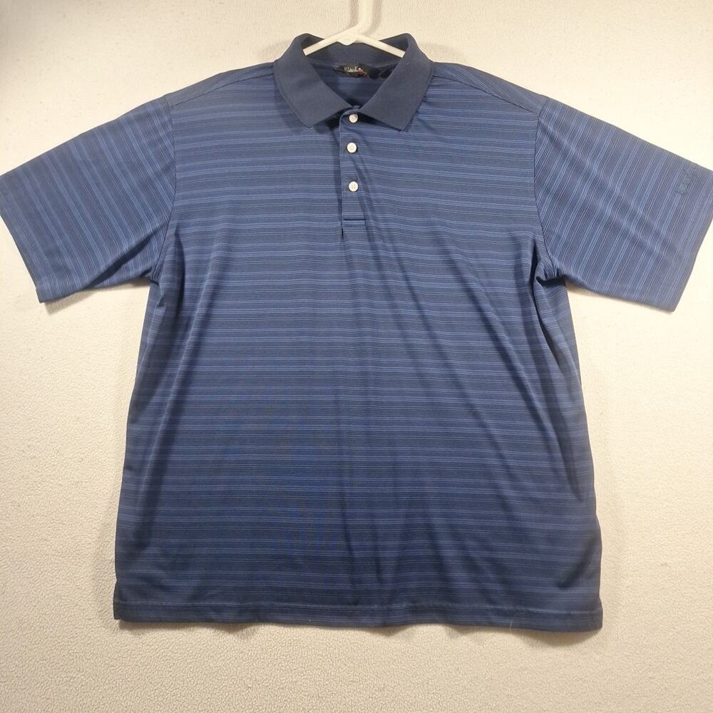 Walter Hagen Golf Polo Large Blue Striped Performance Athletic Mens